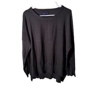 Joseph A Sweater Women's XXL Charcoal Gray Knit Drop Shoulder Pullover